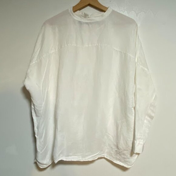 Zara Woman White Band Collar Women's Oversized Tunic Blouse Size M - Picture 7 of 7
